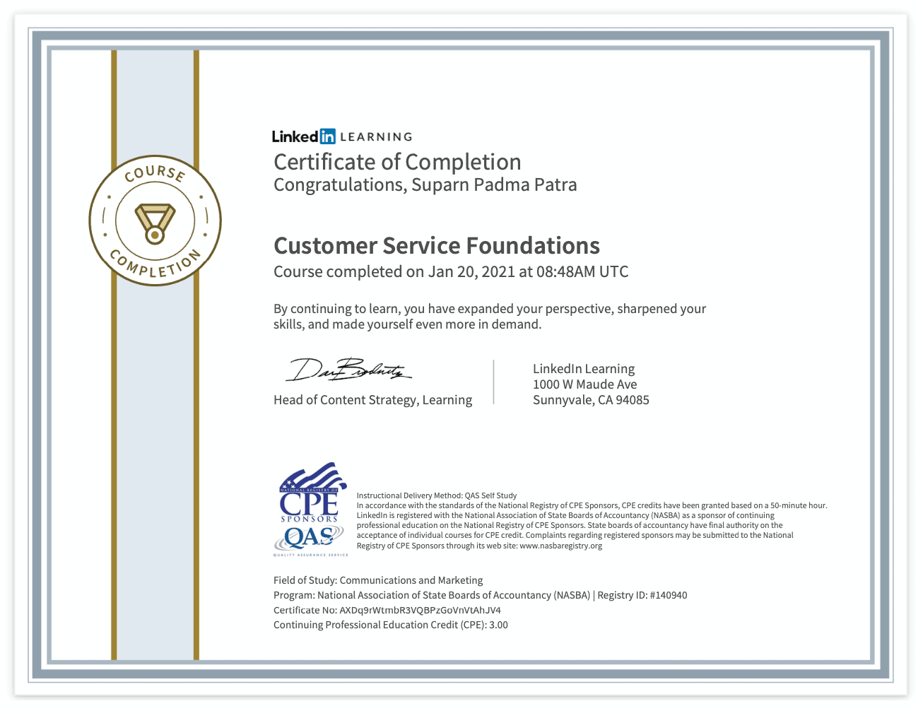 लिंक्डइन लर्निंग सर्टिफिकेट